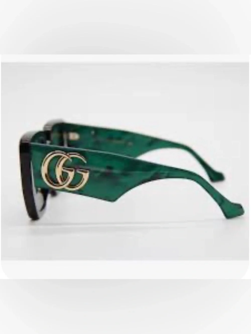 Gucci Green Shell-Effect Sunglasses with Gold GG Accent with hard case & cloth